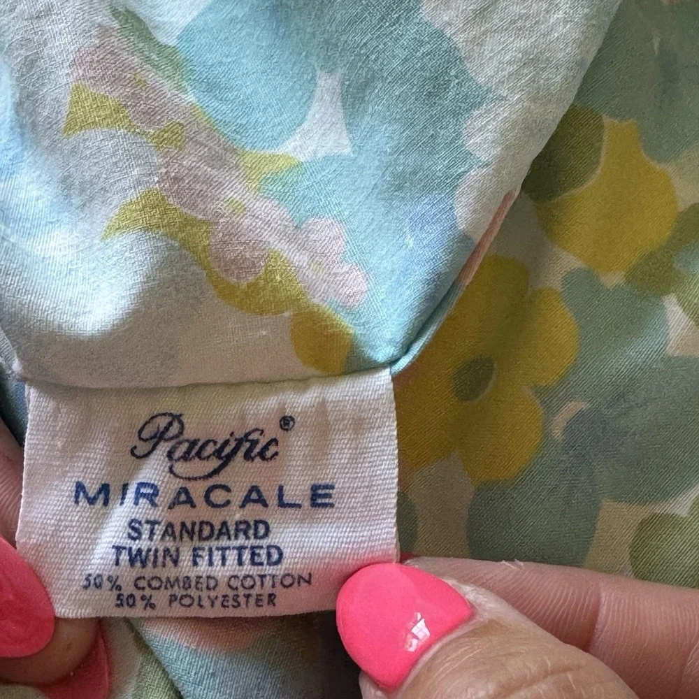 2 VTG Twin Fitted Sheets Ralph Lauren –‎ White & Pacific Miracle Floral